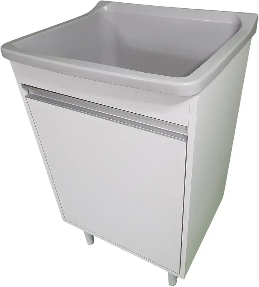 Gabinete Para Lavanderia 53cm Com Tanque 34 Litros + Sifão Cor:Tanque Cinza