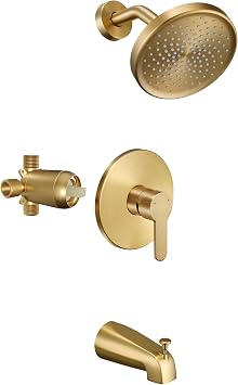 Tohlar Brushed Gold Shower Faucet Set with Tub Spout Bathtub Shower Combo