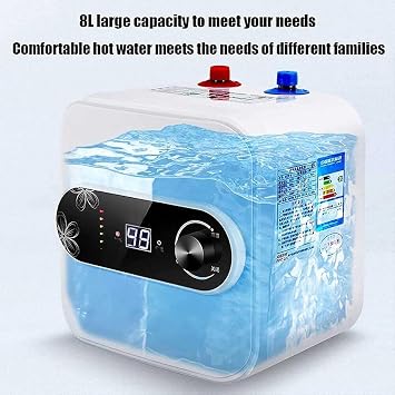 Mini Electric Water Heater 1500W Under Sink Water Heater with 8L Water Tank, LCD Digital Display, Temperature Knob, for Kitchen and Bathroom Sinks