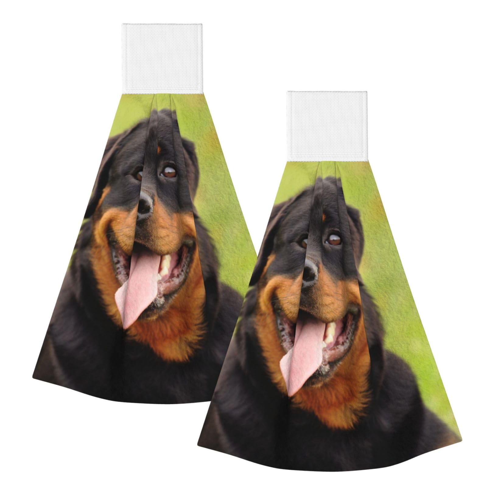 DOPKLNA Rottweiler Printed, 2 Pcs Hanging Coral Fiber Hand Towels for Bathroom, Absorbent Kitchen Towels