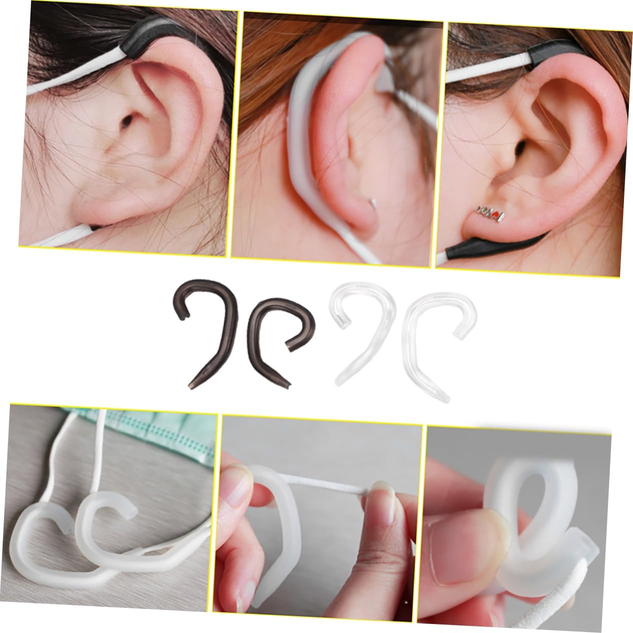 ARTIBETTER 28pcs Ear Protective Mask Hanger Silicone Ear Hooks for Pain Prevention Multi-Purpose Earmuffs for Daily Black Comfortable and Stretchy Design