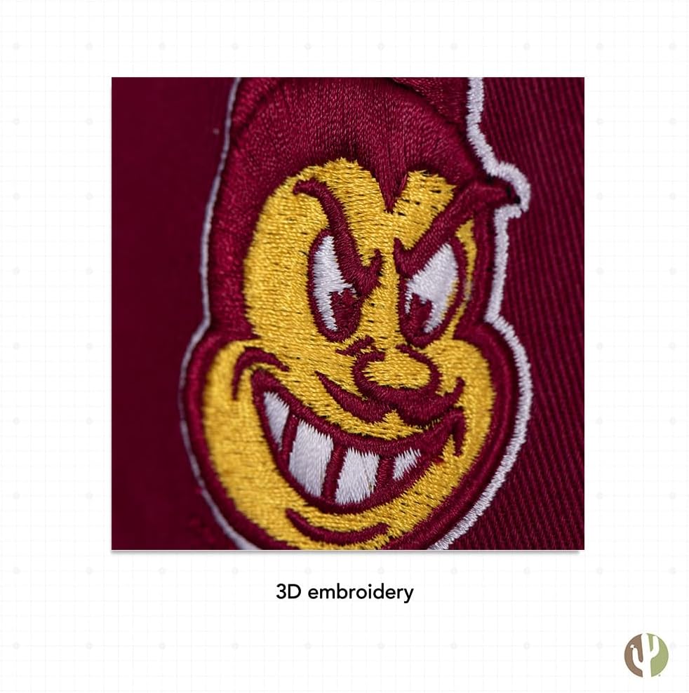 Desert Cactus Arizona State University Baseball Hat ASU Sun Devils Brimmed Embroidered Hats Cap Adjustable Cloth Strap Adult (Style G1) Red - Image 5