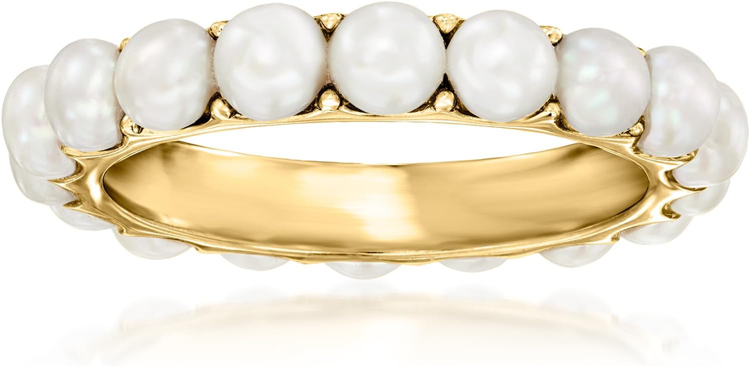 Ross-Simons 3.5mm Cultured Pearl Eternity Band in 18kt Gold Over Sterling