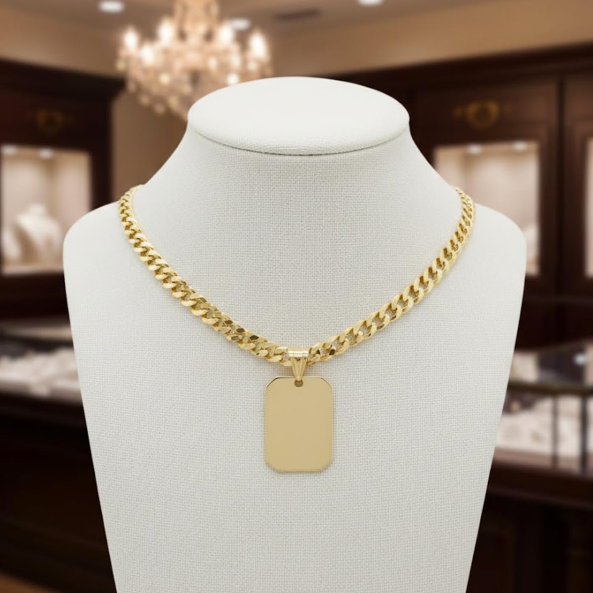 ZELYA Vergoldete 925/585 14K Panzerkette 2/3,8/5/ 5,6/6,5 mm mit Dog Tag Anhänger – Herren Halskette Gold kette– Erkennungsmarke personalisiert, Kette und box mit Gravur, hundemarke lange 45–70 cm