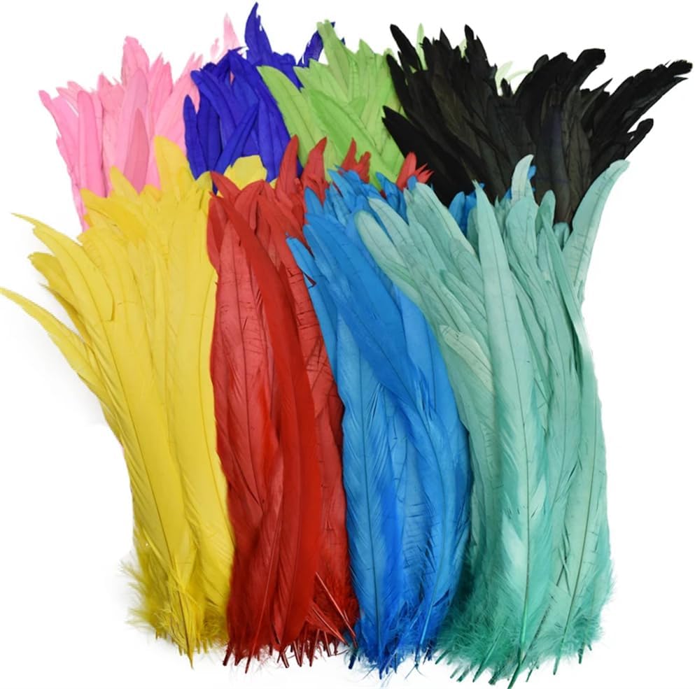 50Pcs/Lot Colorful Rooster Feathers 25-45CM Chicken Rooster Tail Feather Wedding Decor Feather Multicolor 16-18inch 40-45cm