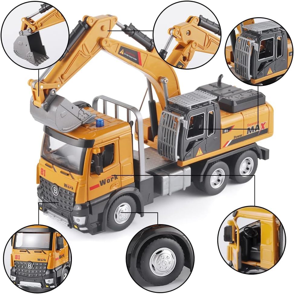 Image of Magicwand 1:24 Scale Die-Cast Excavator Crane【Box Packed】【Mustard】 with Openable Doors Working Lights & Shockers【Pack of 1】