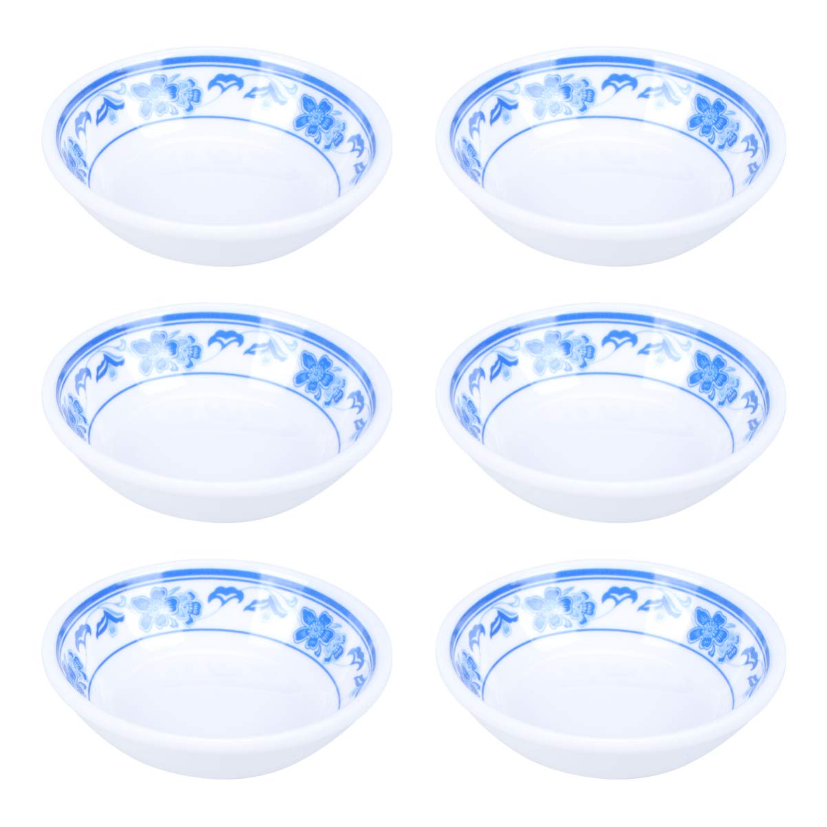 FFAACCA6pcs Asian Chinese Japanese Melamine Sauce Dish Soy Sauce Dipping Bowls Appetizer Plates Side Dishes (Blue and White)