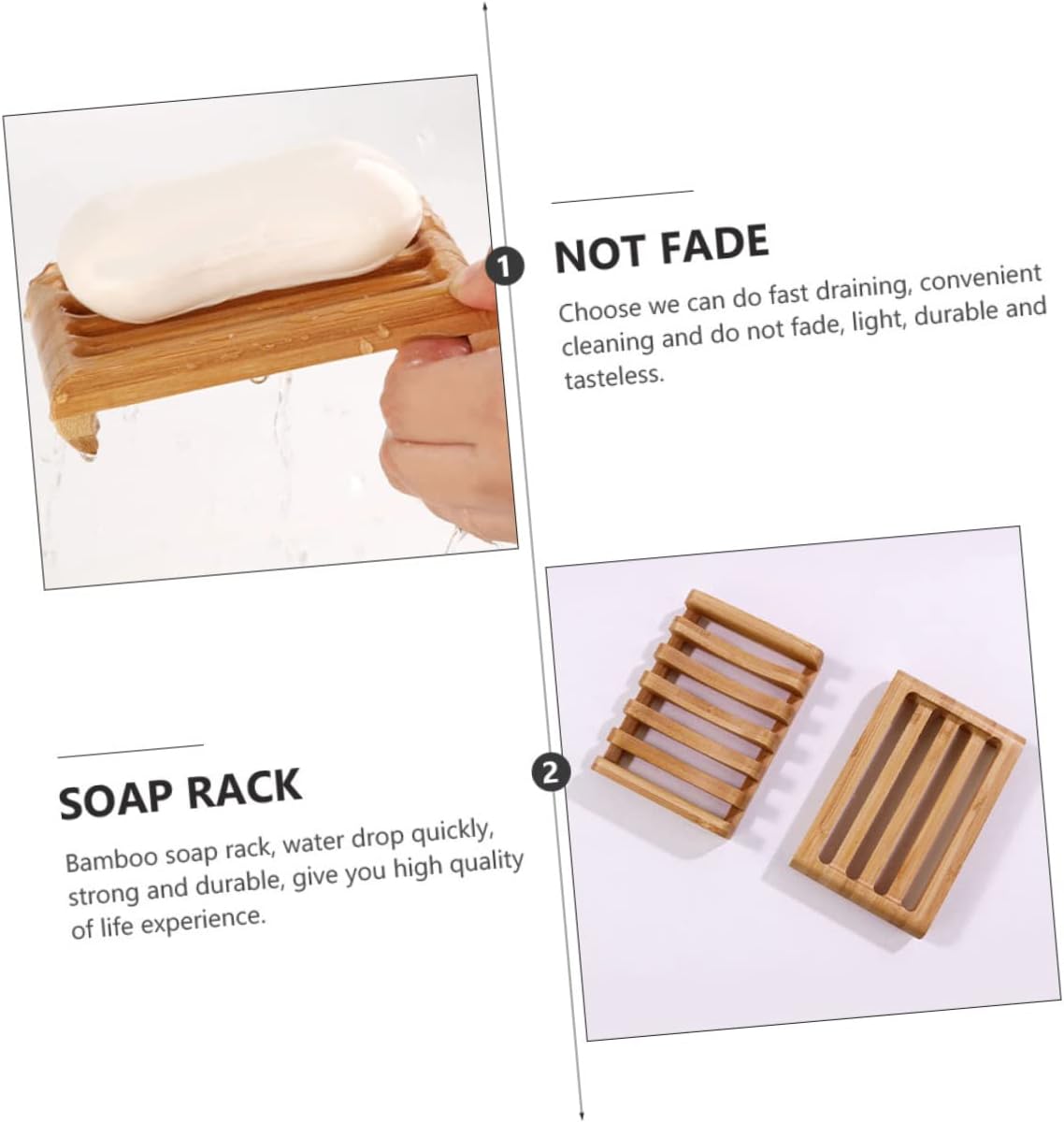 2pcs Bamboo Wood Soap Dish Sturdy Soap Holder Practical Dish Bamboo Case Bathroom Holder Wood Tray Bathroom Tray Draining