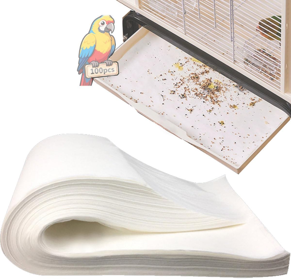 Amazon.com: Lesimnky 100pcs Bird Cage Liner Papers,11×20in Big Size ...
