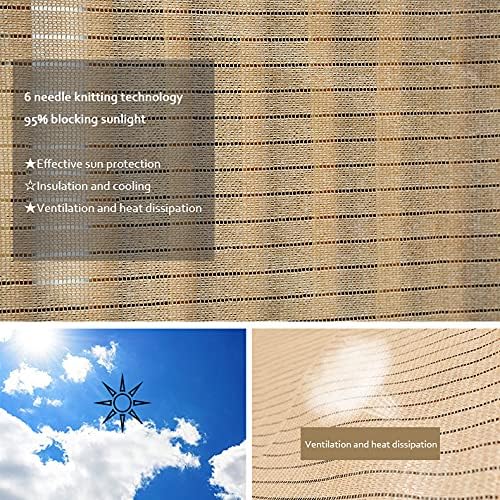 U/D Sun Shade Sail, Encrypted Thickened Heat Insulation Outdoor Shade Net, Sunscreen Awning for Home Balcony Garden Plants Succulent,Beige,0.9x5m