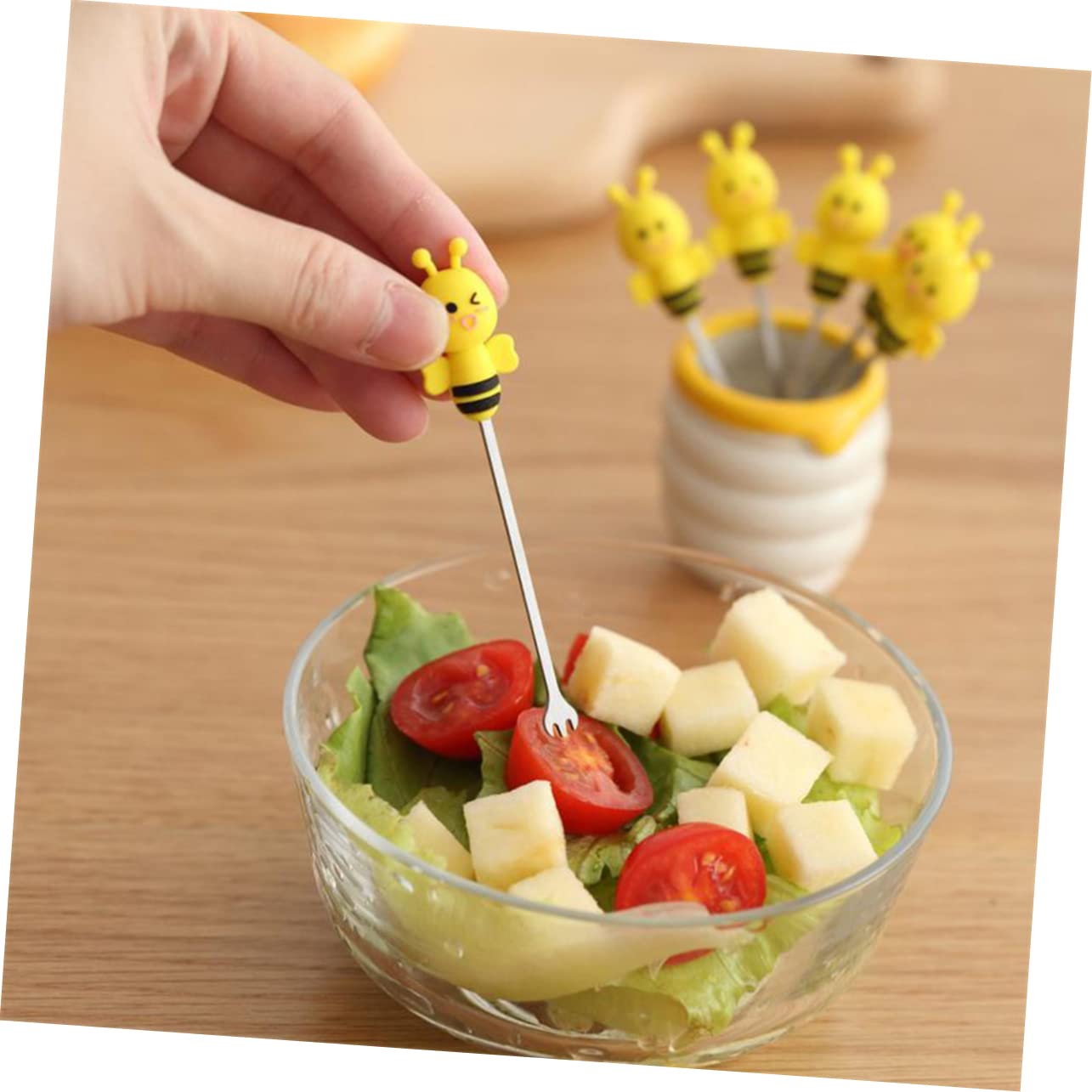 PRETYZOOM 18pezzi Forchettine Da Dessert Acciaio Inossidabile Con Supporto Ceramico Per Frutta e Antipasti Per Feste e Uso Quotidiano