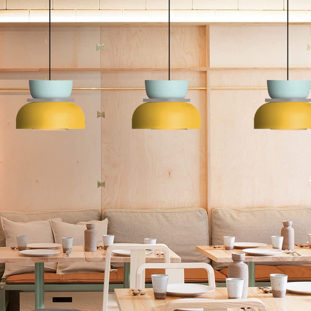 Luce Industriale Moderna Macaron Lampada A Sospensione Colorata metà del Secolo per Illuminazione A Soffitto Piccolo Lampadario in Alluminio per Camera da Letto Cucina (C)