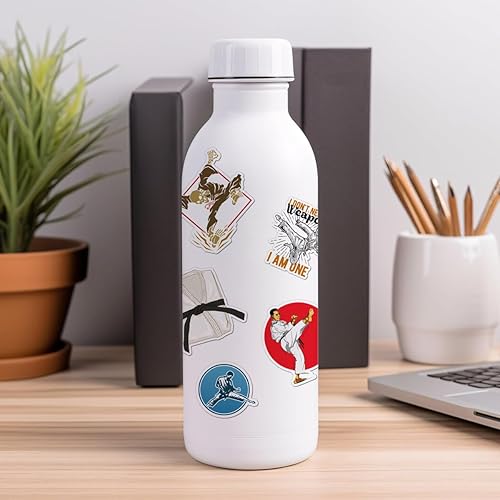 Miniatura 5 de Paquete de 50 calcomanías de karate para botellas de agua, vinilo impermeable, portátil, equipaje, álbumes de recortes, deportes divertidos, paquete