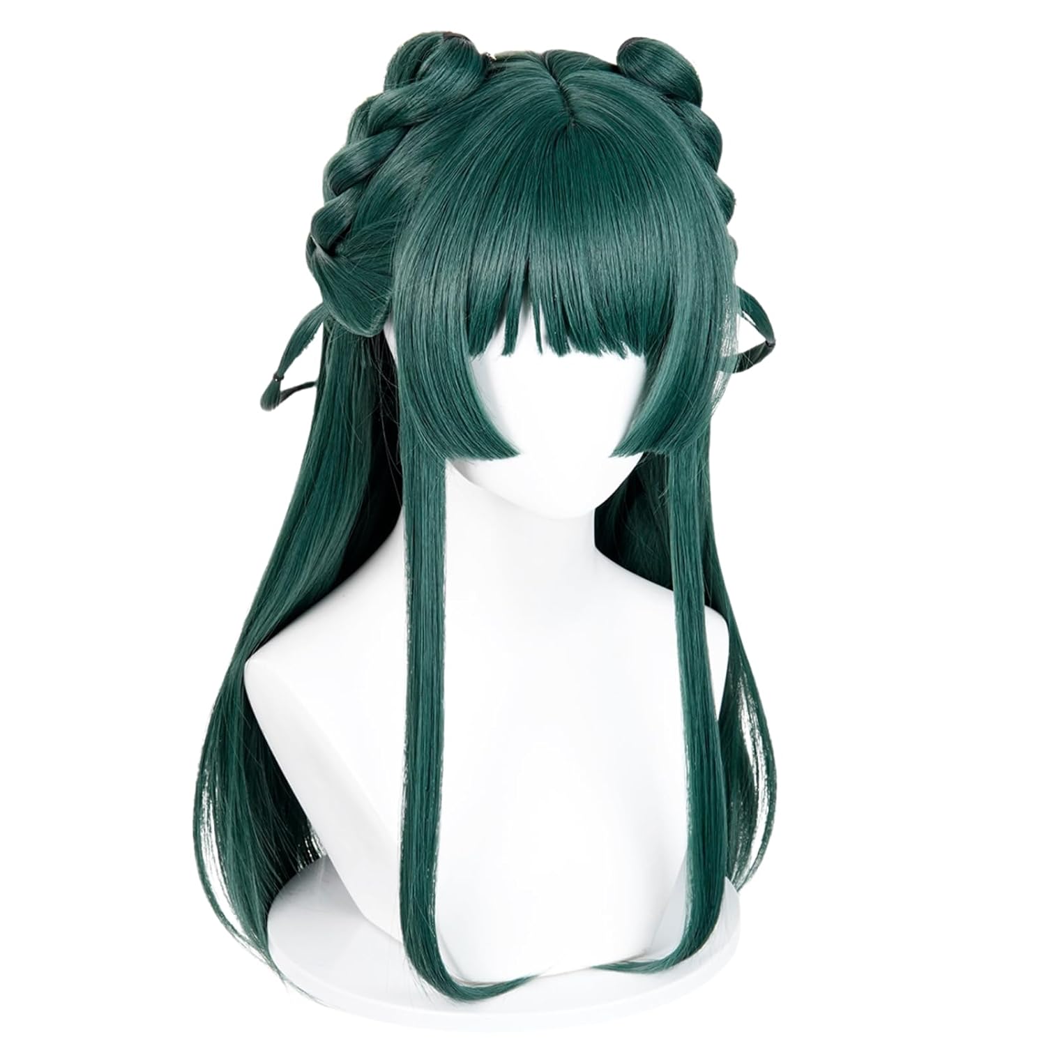 MaoMao Cosplay Wig with Braids for The Apothecary Diaries Long Dark Green Wig with Bangs for Halloween Costume Party - Image 2