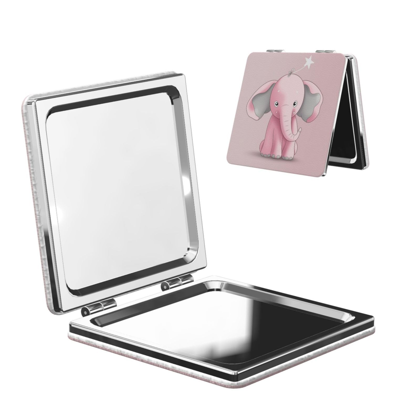 DWVTSLH Small Elephant Compact Mirror for Purse, Double-Sided 2X/1X Magnifying Mirror for Women Men, Travel Makeup Mirror for Handbag, Handheld Vanity Mirror for Gift