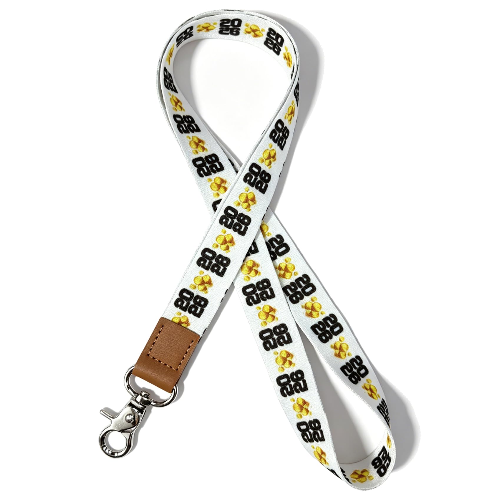 Lanyard for Keys and ID Badges, Neck Lanyard with Metal Clasp, Polyester Lanyard with Leather Accent