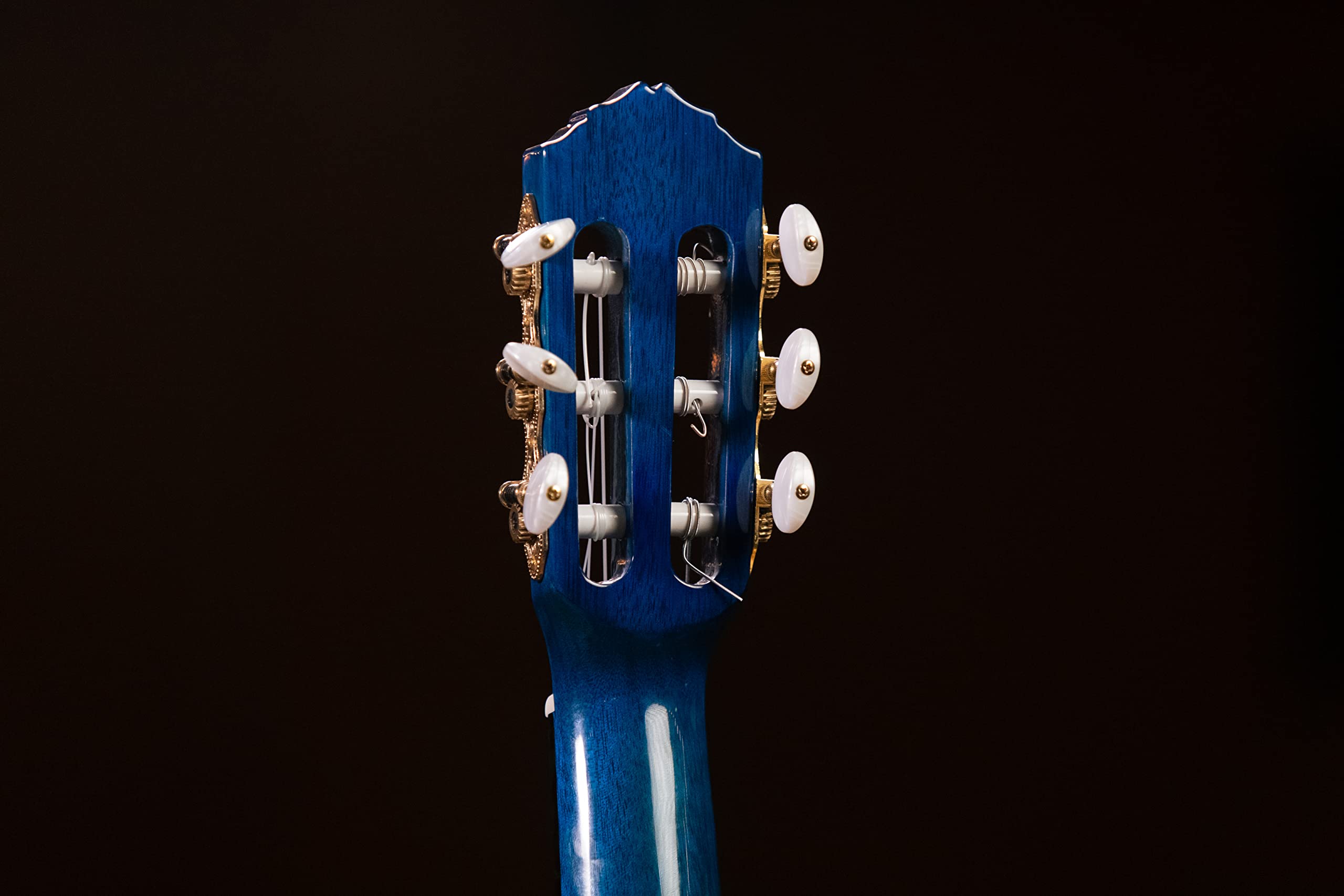 Ortega Guitars Reise Gitarre Elektro-Akustisch – Mini Travel Series – Geflammtes Mahagoni, Hochglanz Blau (RGLE18BLF)