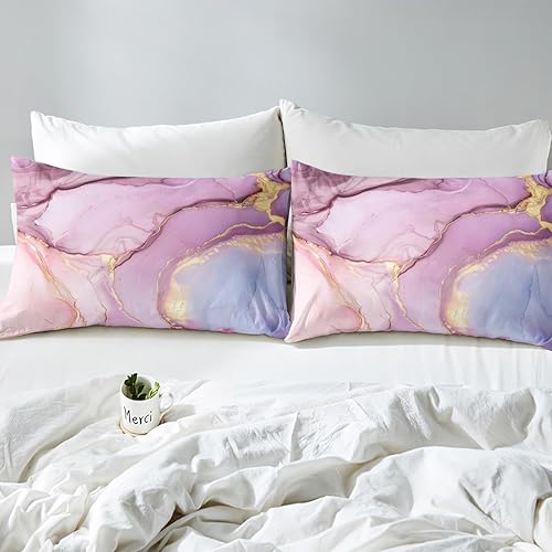 Miniatura 4 de Funda nórdica de mármol rosa tamaño individual para mujeres adultas y niñas con temática de arte abstracto Juego de ropa de cama con patrón de