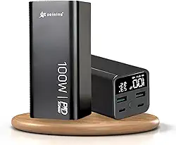 Carregador Portátil Power Bank Premium Turbo de 100w com 20000mah para Macbook, Notebook, Celular, Starlink, Tablet Carregador Universal Potente Com Led Digital de Bateria (Preto)