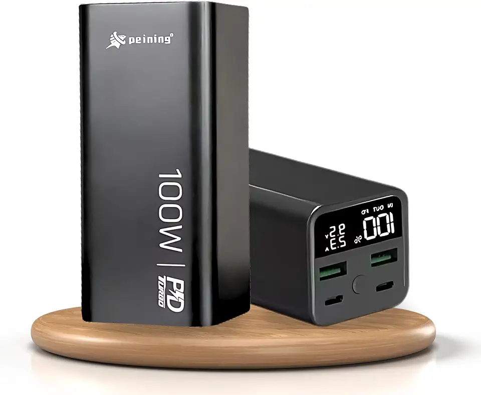 Carregador Portátil Power Bank Premium Turbo de 100w com 20000mah para Macbook, Notebook, Celular, Starlink, Tablet Carregador Universal Potente Com Led Digital de Bateria (Preto)