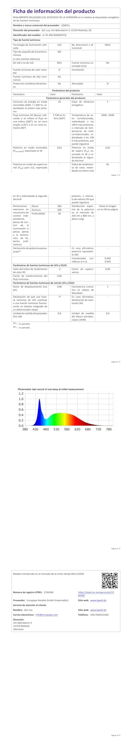 LQWELL® LED Plafoniera Dimmerabile con Telecomando, 24W 2500LM 3000-6500K RGB, Illuminazione da Soffitto Rotonda e Piatta IP44 per Soggiorno Camera da Letto Sala da Pranzo, 300 * 40mm