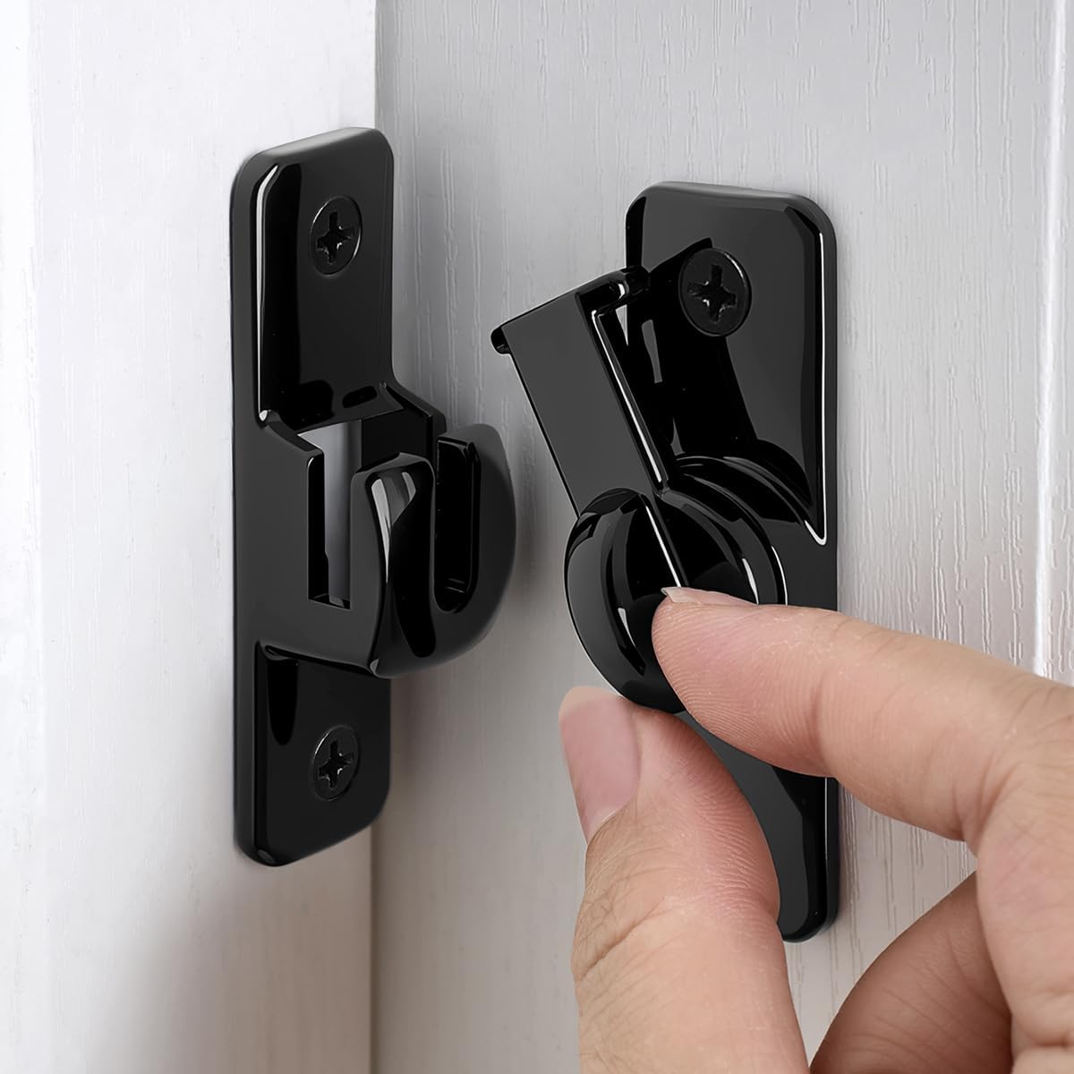 Black Aluminum Alloy Gate Lock,90/180 Degree Barn Door Latch | Right Angle Door Lock Latch,Sliding Door Latches,Flip Gate Latches,for bedroom,drawer,cabinet,garage,window,pet enclosures