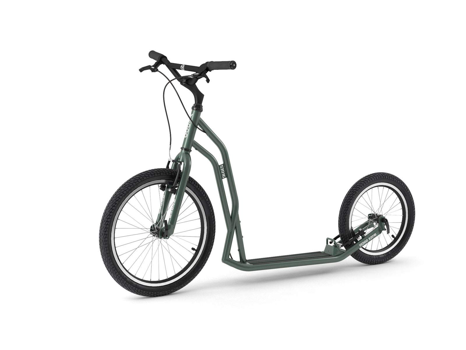Yedoo S2016 Tretroller - bis 150 kg, Kickscooter mit Luftreifen 20/16 - für Erwachsene, Scooter Roller mit verstellbarem Lenker, Dogscooter (grün)
