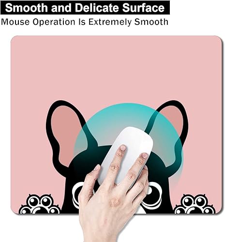 Miniatura 4 de Alfombrilla de mouse cuadrada rosa, alfombrilla de mouse negra para cachorros franceses, alfombrilla de mouse de bulldog de Francia, alfombrilla de