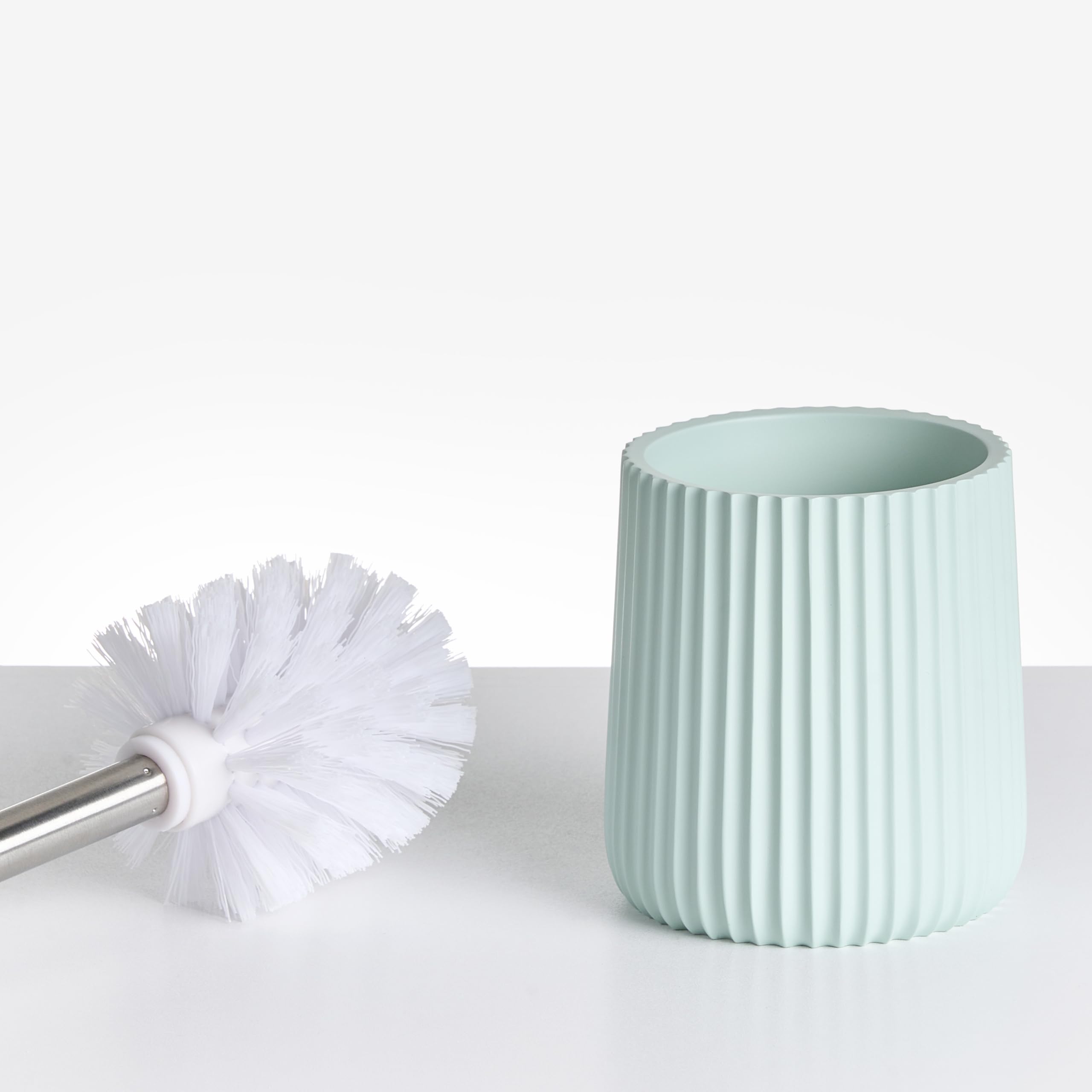 Conjunto de 5 Accesorios de baño jabonera dispensador de jabón escobilla de Inodoro Vaso Soporte para cepillos de Dientes Verde Menta Pozuzo