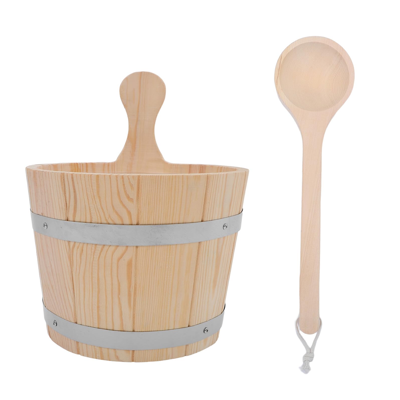 Saunaeimer 5 Liter mit Ergonomischem Griff und Holzschaufel Saunazubehör für Spa Dampfbad und Garten