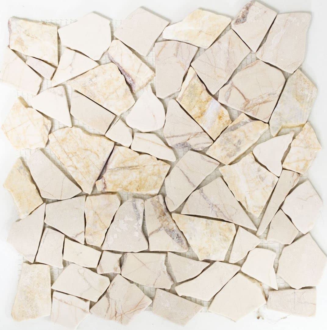 Piastrelle Mosaico Marmo Effetto Rottura - Mix Crema, Beige, Rosso E Verde 30.5x30.5 Cm - Foto 11