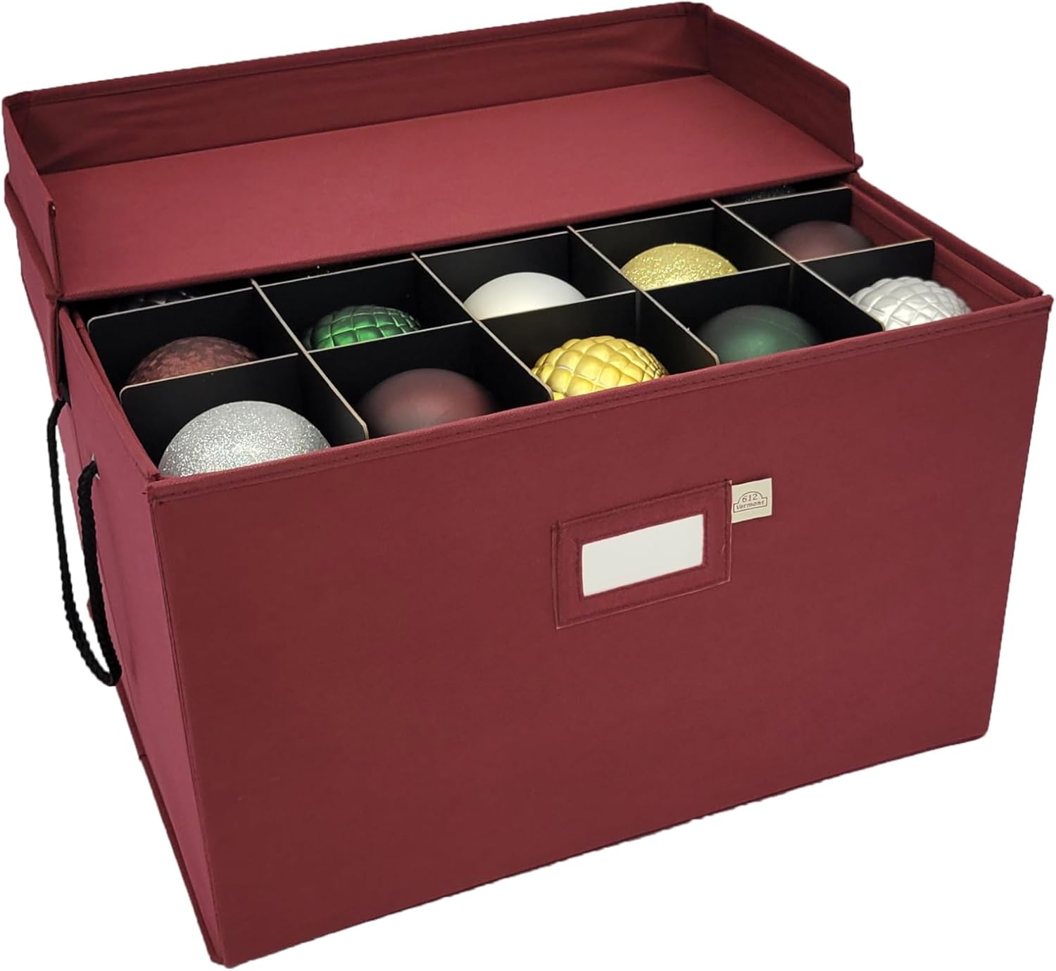 612 Vermont Christmas Ornament Storage Box with 3 Trays, Adjustable Acid-Free Dividers, Holds 60-4 Inch Ornaments - Image 7