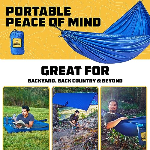 Wise Owl Outfitters 4-in-1 Camping Hammock – 400lbs Portable Hammock, Poncho, Ground Cloth, or Shelter Tarp – Backpacking, Hiking, Outdoor Camping Gear