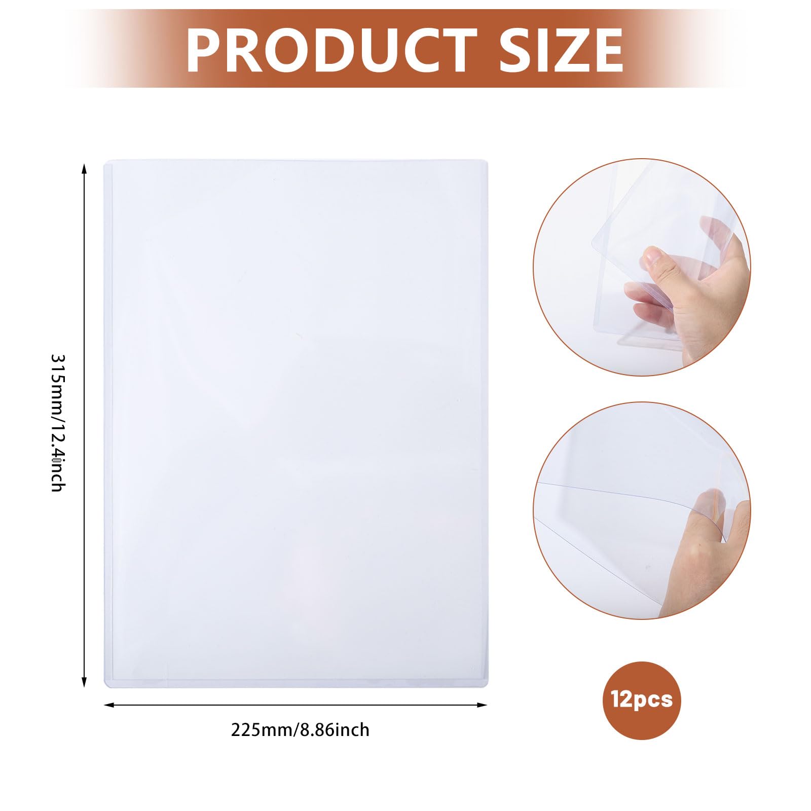 Protecteurs De Documents En PVC Rigide - 12 Pochettes 12.4x9 Pouces - Transparentes, Chargement Par Le Haut Pochettes PVC Transparentes