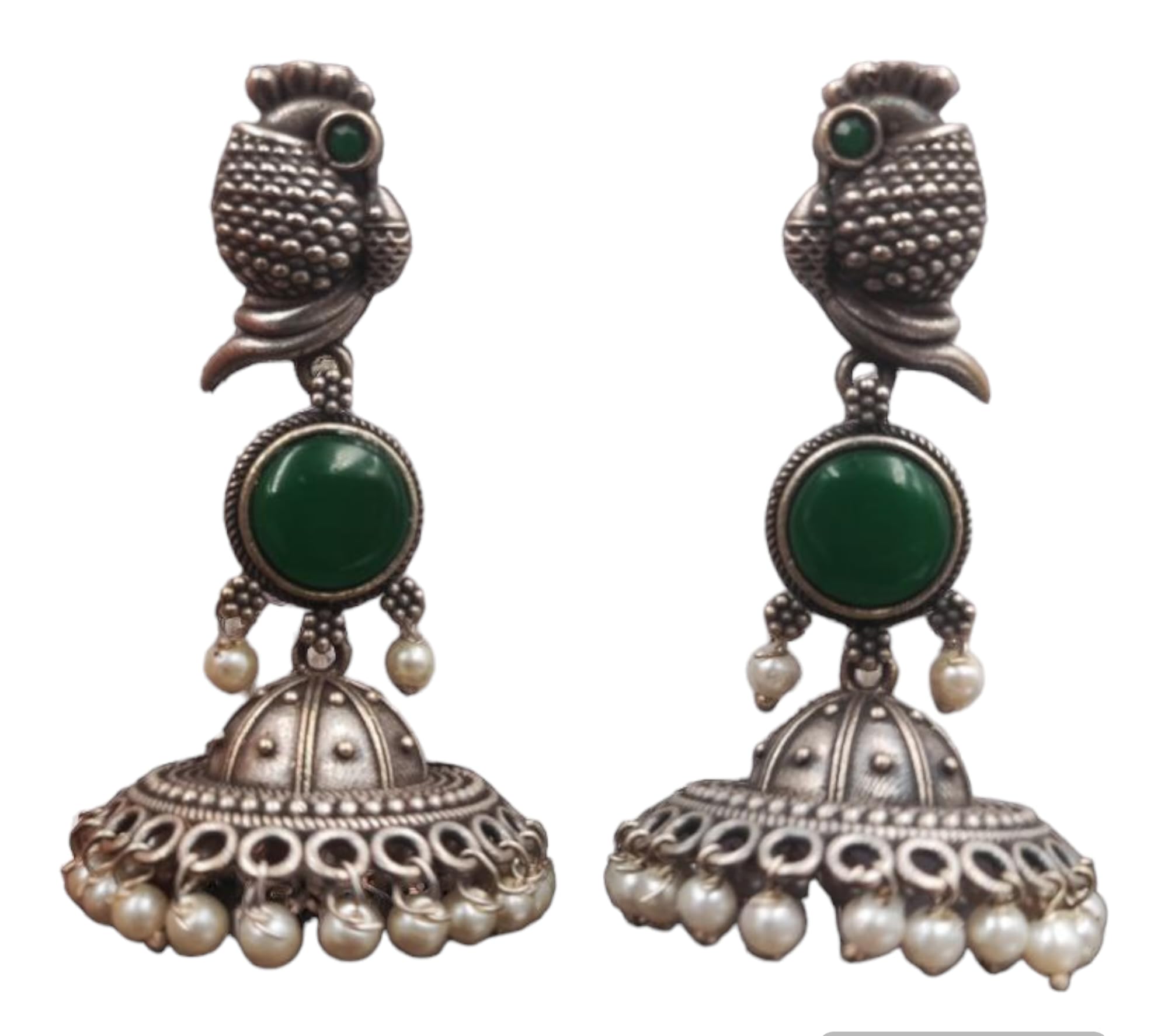 RaaSya Peacock Silver Oxidised Traditional Jhumka Earings|Silver Trendy Jumki with monalisa stone Jhumki for women (Green) (B0D5YPWKZY) Amazon Price History, Amazon Price Tracker