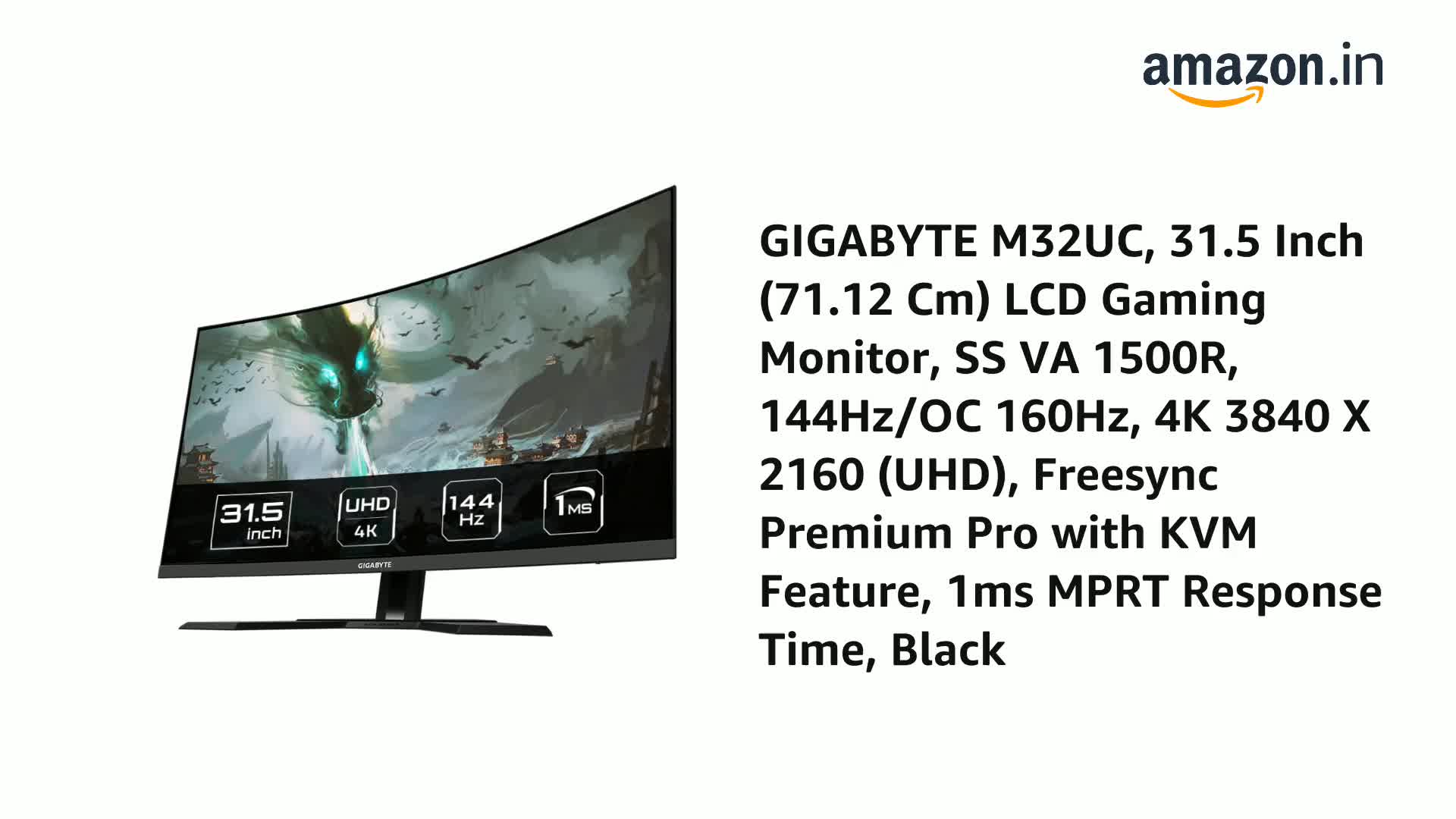 GIGABYTE M32UC, 31.5 Inch (71.12 Cm) LCD Gaming Monitor, SS VA