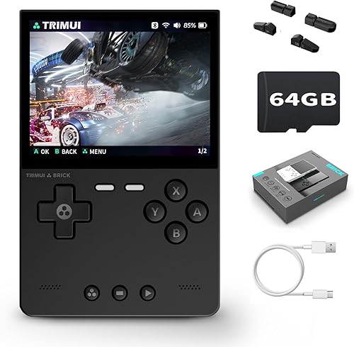 Miniatura 11 de Trimui Brick - Consola de juegos retro de 3.2 pulgadas, pantalla IPS de 1024x768, consolas de videojuegos con tarjeta TF de 64G incorporada, batería