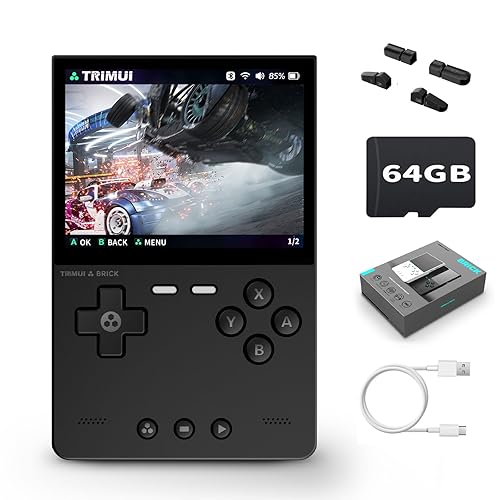 Trimui Brick Retro Game Console 3.2-Inches 1024x768 IPS Screen Built-in 64G TF Card Video Gaming Consoles 3000mAh Lithium Battery Supports Multiple Simulators Casual Game Console(Black)