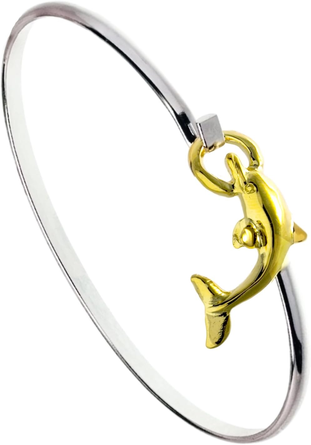 Cape Cod Jewelry-CCJ Dolphin Bracelet Latch Cuff TwoTone