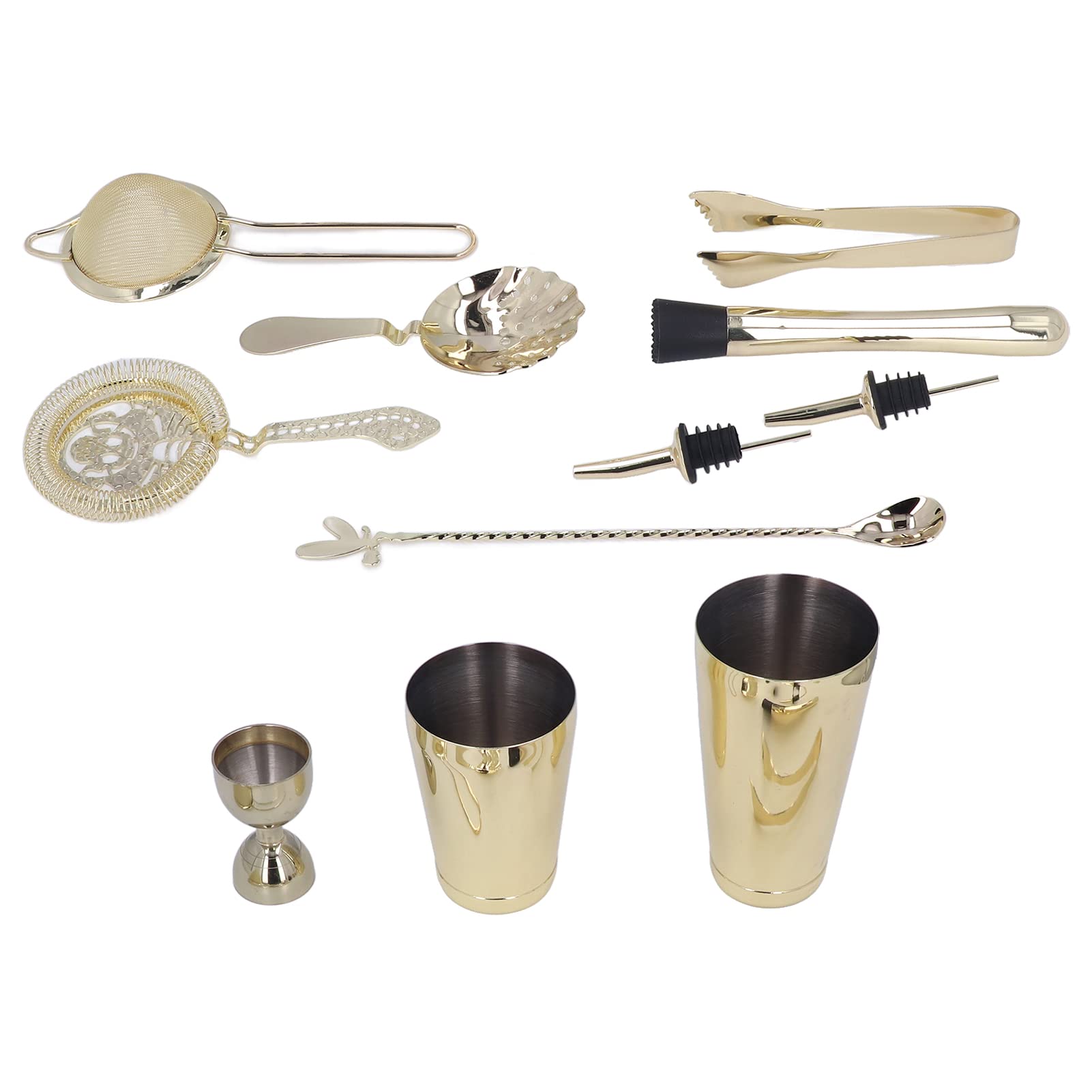 Juego de Coctelera de 11 Piezas Juego de Coctelera de Bebidas Mixtas de Acero Inoxidable Kit de Barman de Mixología Doméstica Juego de Utensilios de Bar Herramienta de Mezcla de Cócteles(Oro)