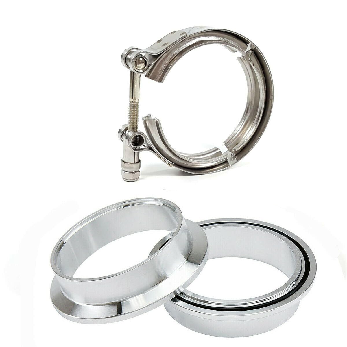 Abrazadera en V de acero inoxidable de 76 mm con brida de aluminio