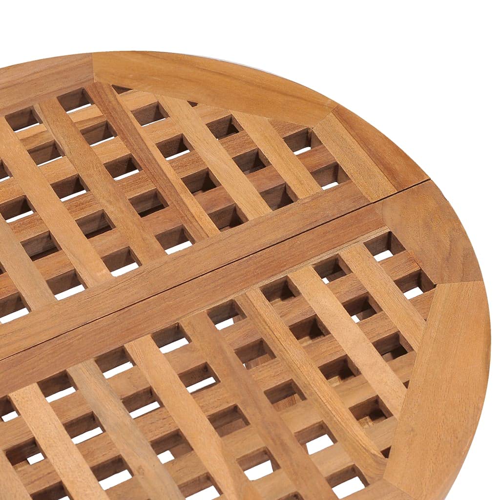 vidaXL Table de jardin pliante en bois de teck massif - Table ronde compacte intérieur/extérieur - Pas de montage nécessaire