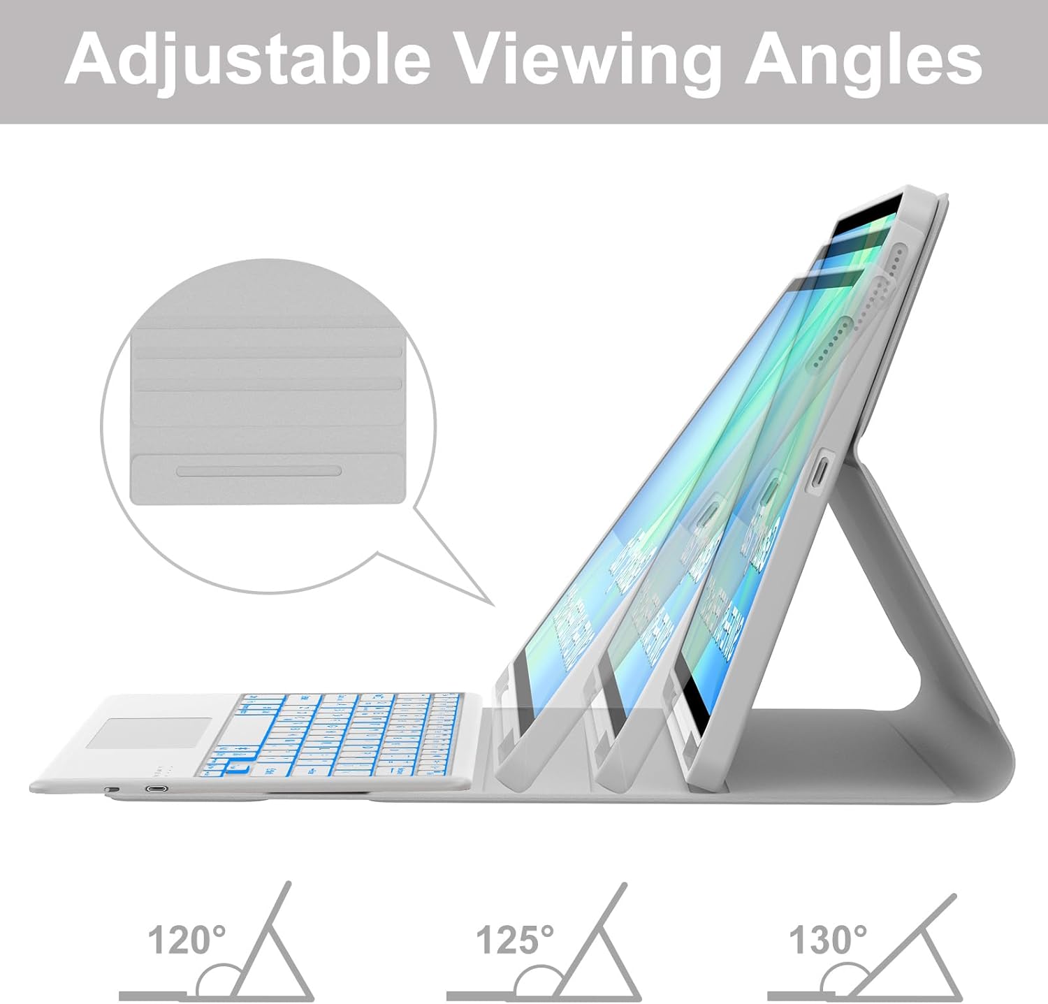 Keyboard Case for Samsung Galaxy Tab S10FE+ 13.1 inch, 7 Colors Backlit Keyboard with Smart Trackpad with S Pen Holder, Magnetic Detachable Wireless Keyboard for S10FE+ (Light Gray)