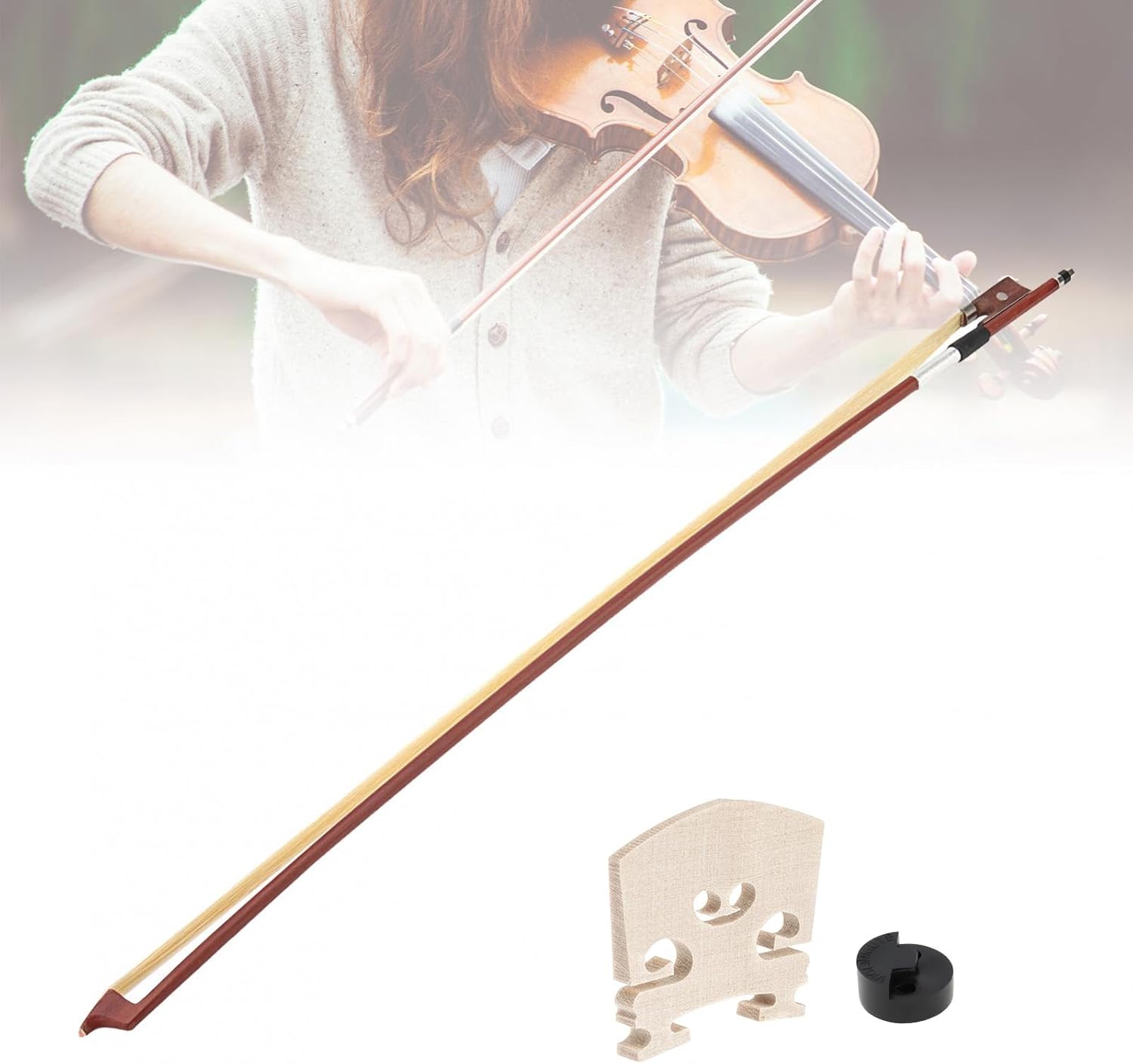 Brazilwood Rosewood Frog Violin Bow, Professional 4/4 Full Size Rosewood Frog Violin Arbor, Well Balance Fiddle Bow with Sheepskin Bow Grip White Horse hair for Student Professional