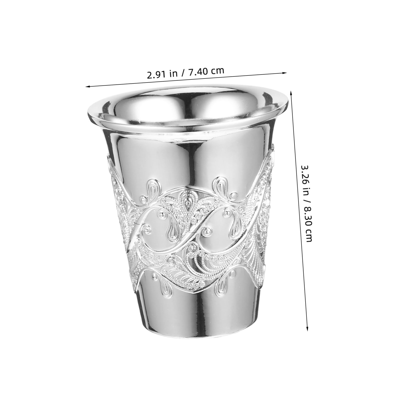 Cabilock 3 Juegos taza copa de vino copa cáliz de kidush grabada vasos de whisky sagrada de escritorio ofreciendo suministros Aleación de zinc Silver