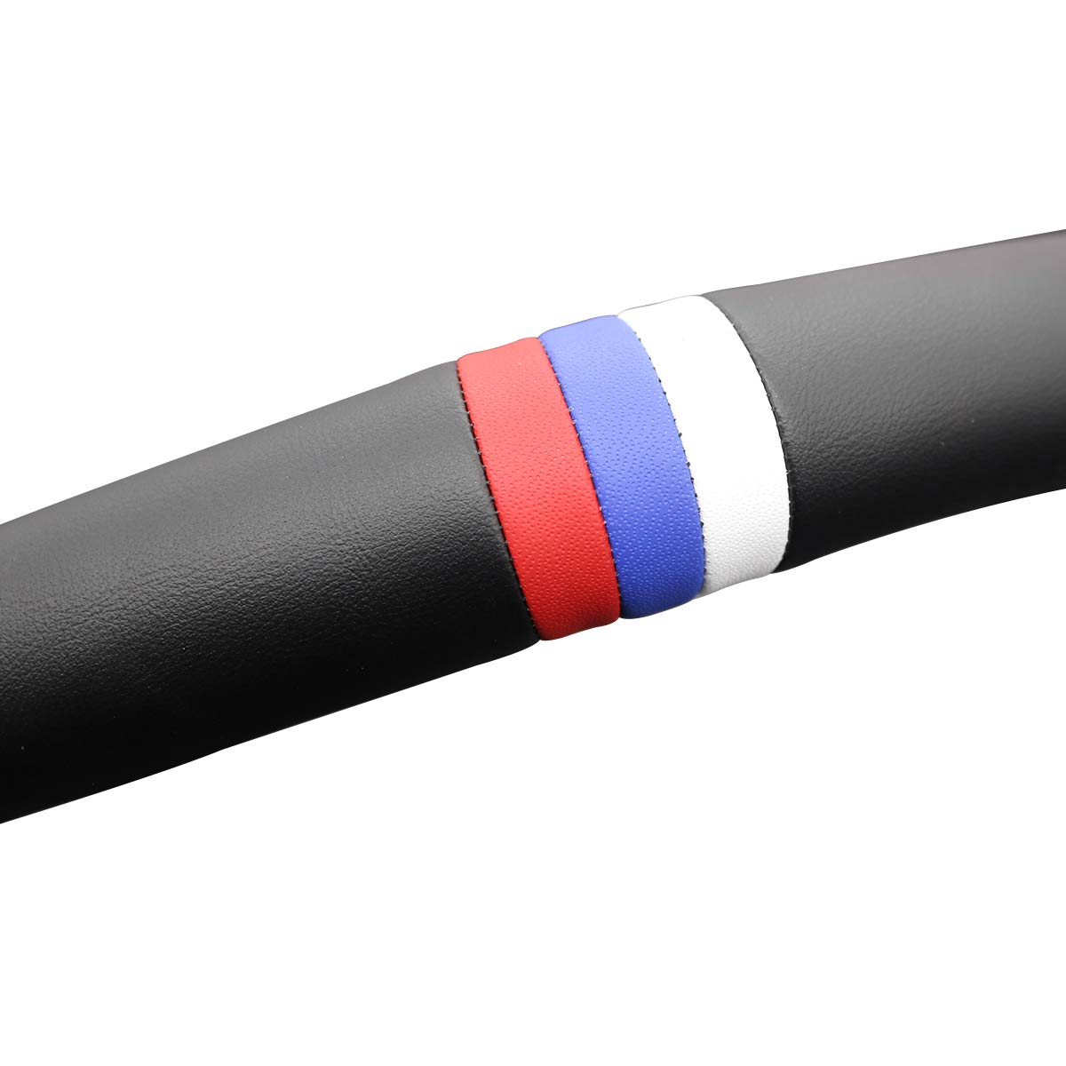 MEWANT Customized Black Genuine Leather Car Steering Wheel Cover for Mercedes Benz C-Class W203 2001-2007 / C32 AMG 2002-2003