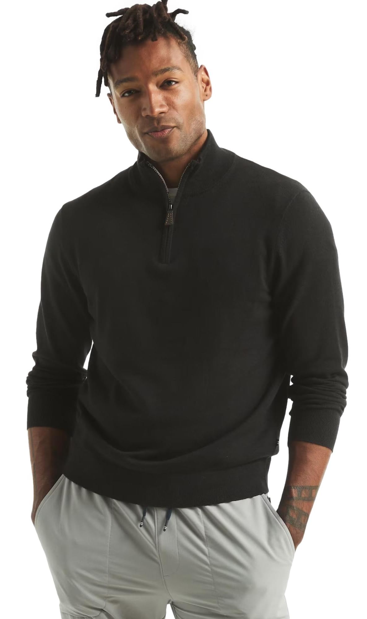 Nautica Men's Navtech Quarter-Zip Sweater, Elegant Black, XXL