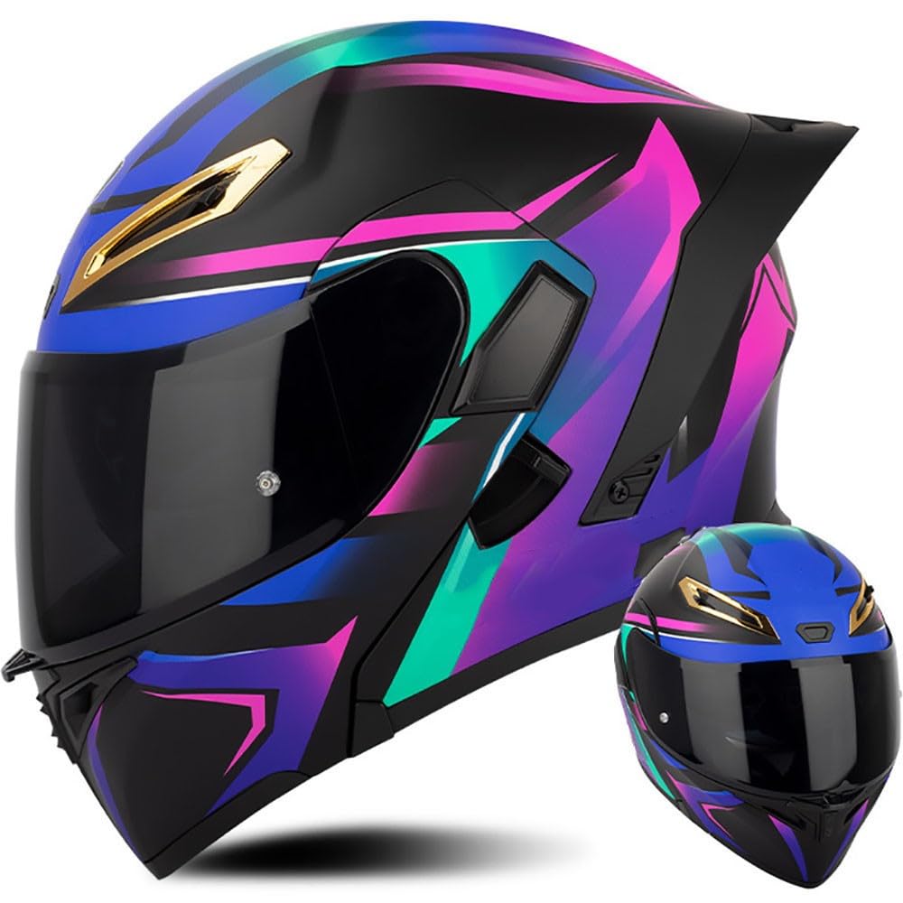 Motorradhelm Integralhelm Klapphelm ECE Zertifiziert Modularer Helm Doppelvisier Moped Street Racing Helm für Erwachsene Männer Frauen Roller Helm Sturzhelm Damen Herren Erwachsene