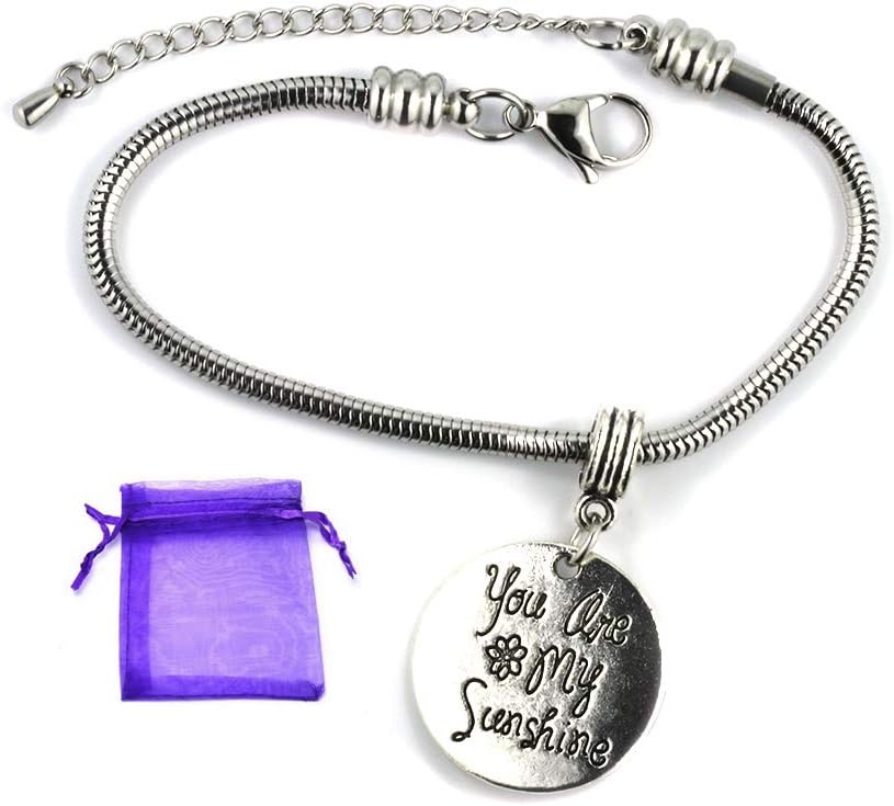 Dave The Bunny You are My Sunshine Bracelet | Stainless Steel Snake Chain Bracelet