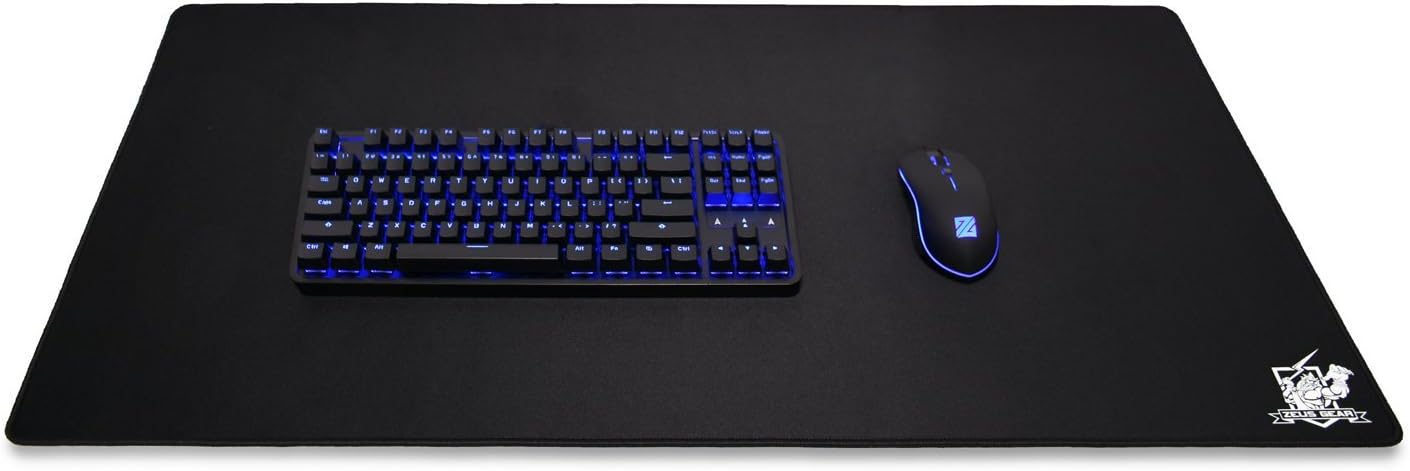 Extended XL Gaming Mouse Pad / Mat - Stitched Edges, Black, Natural Rubber | 36"x16"x0.12" (ZG-AE-EXXL) **New Logo**